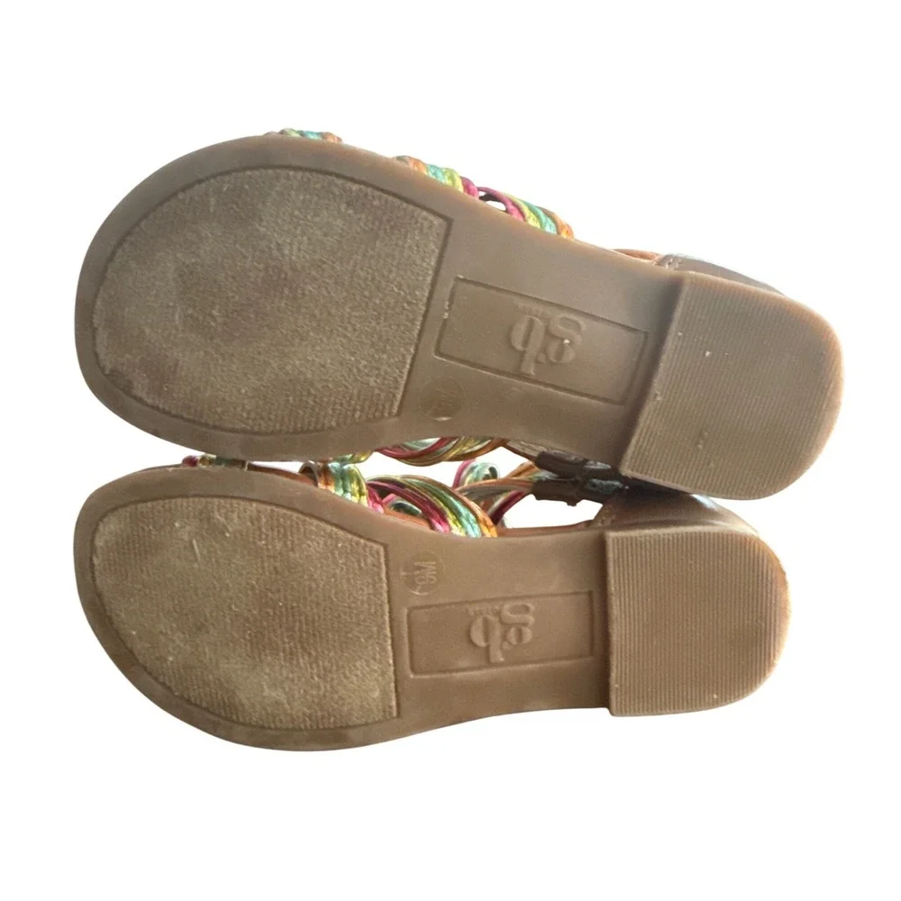GB Little Girls Multi-Color Metallic Strappy Gladiator Sandals Back Zip Size 9M‎
